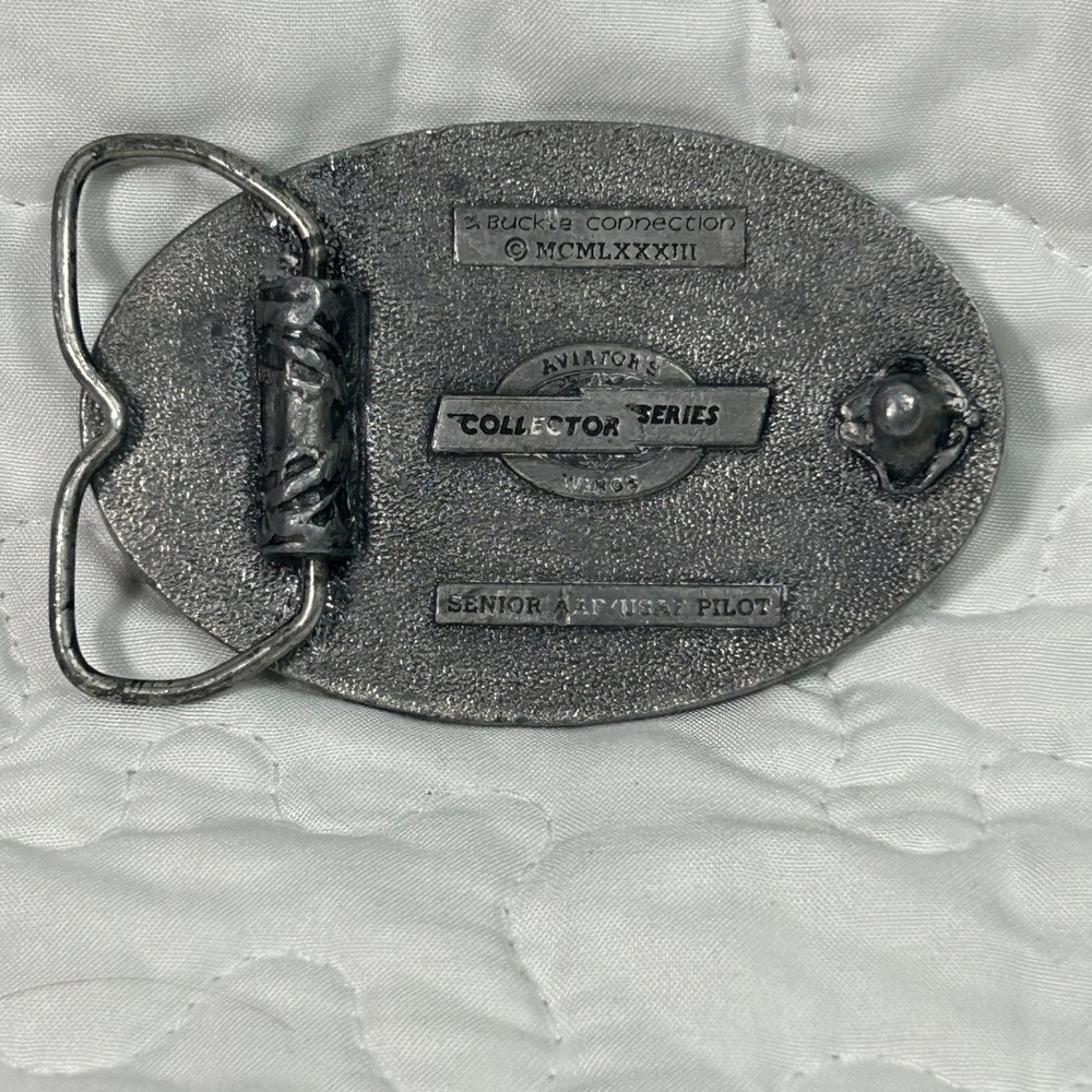 Vintage 1983 Buckle Connection Senior AAF USAF Pilot Wings Belt Buckle Silver - Picture 6 of 10
